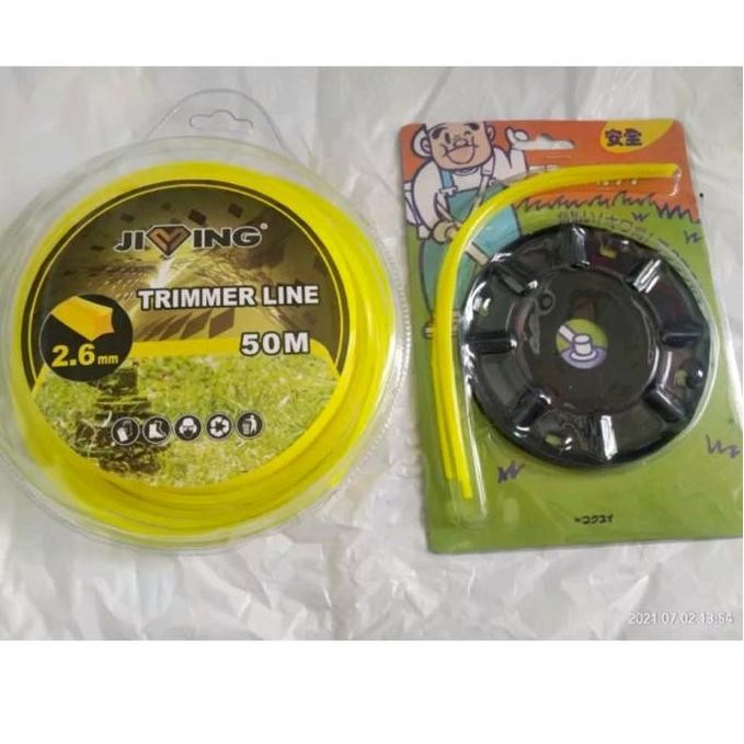 paket trimmer line tali senar 2.6mm 50 mtr + plat senar potong rumput