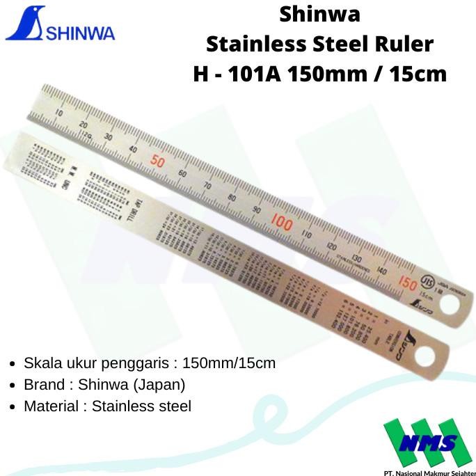 

siap kirim penggaris shinwa stainless steel 150mm 15cm japan