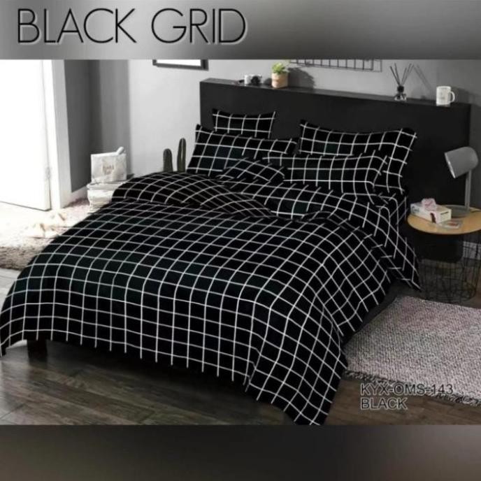 Sprei Set Kotak Hitam Kecil || Aesthetic Korea Series