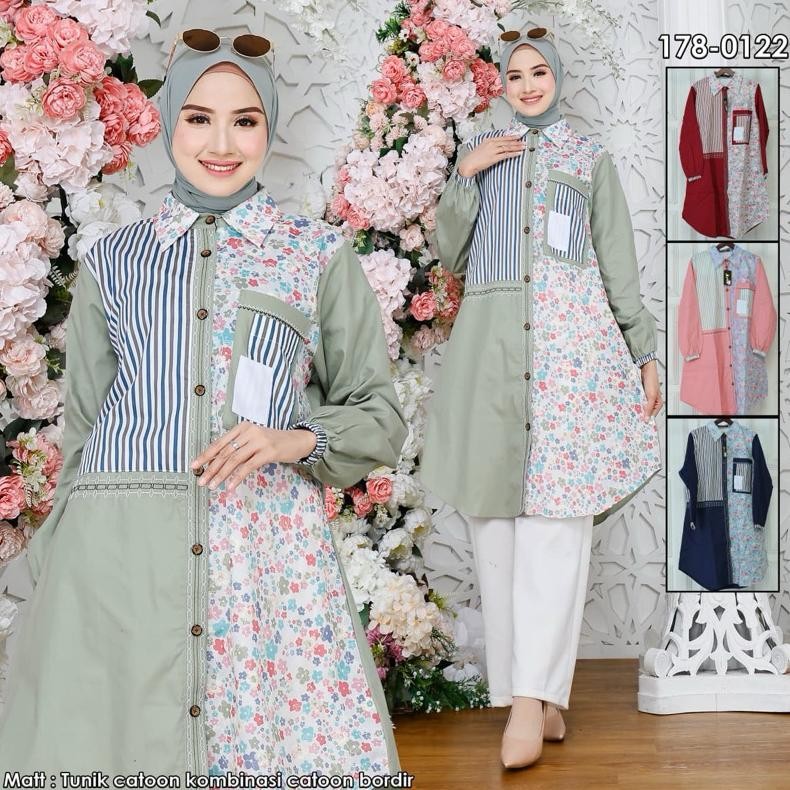 Premium Long Tunik Katun Jepang Kombinasi Long Tunik Gihaza Ebest Prermium