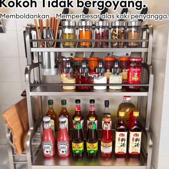 Rak dapur stainless Rak Bumbu Dapur Rak Bumbu Stainless Steel rak bumbu dapur estetik Tempat bumbu d