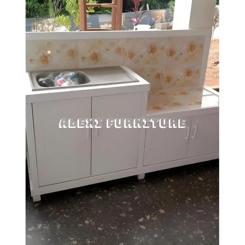 Rak Kompor Meja Wastafel 4 Pintu Kayu - Solusi Penyimpanan Praktis dan Ekonomis untuk Dapur Anda