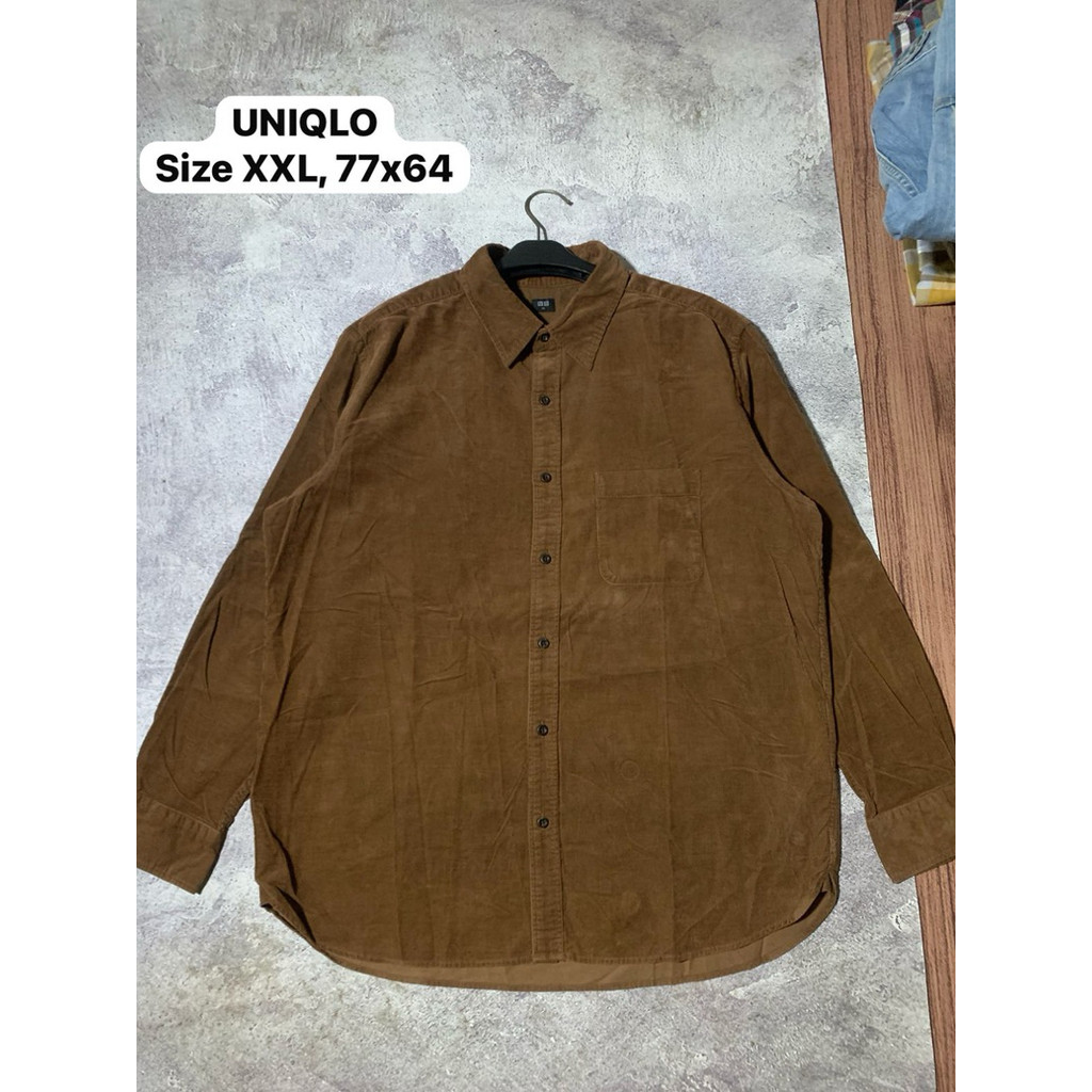 Kemeja Corduroy UNIQLO Size XXL Warna coklat
