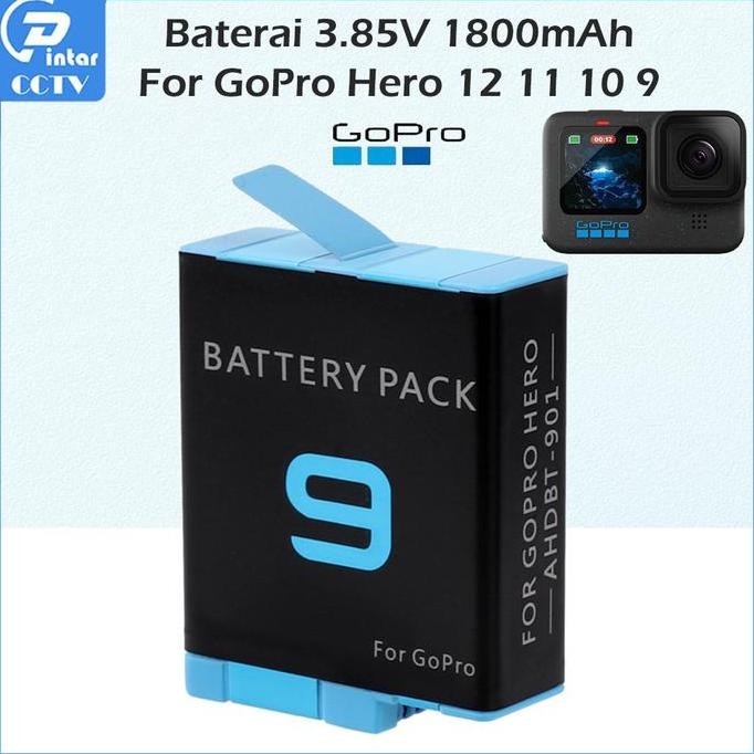 Baterai For GoPro Hero 9 10 11 12 Black 1800mAh Gopro12 Rechargeable battery action kamera