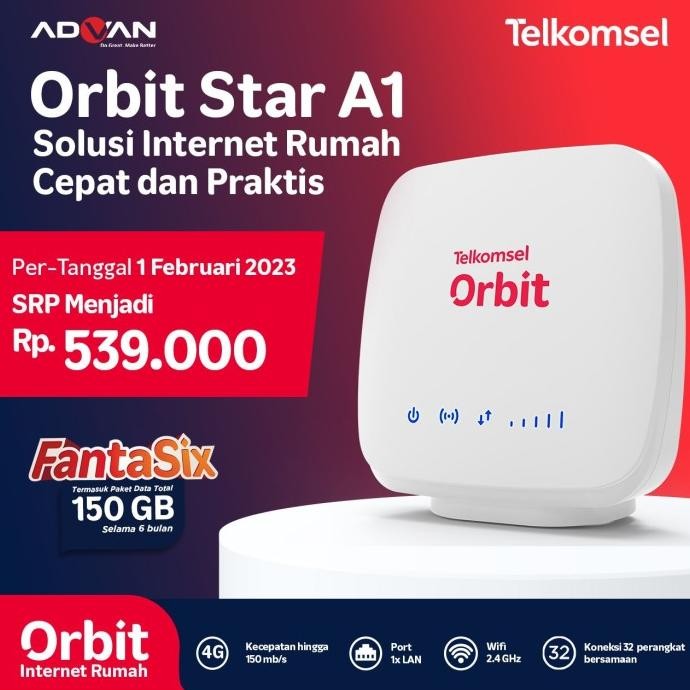 MODEM MIFI WIRELESS ROUTER TELKOMSEL ORBIT STAR A1 FREE PERDANA ORBIT