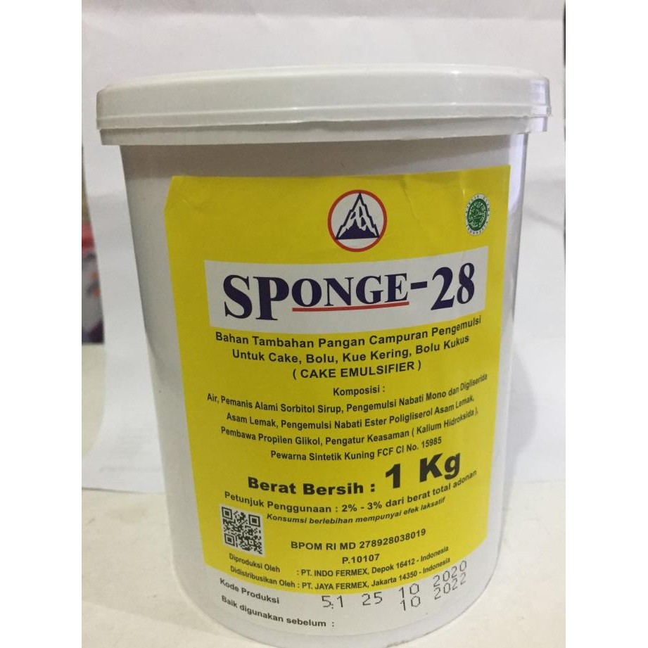 

New Sponge 28 Sp 1 kg Cake Emulsifier Pengembang Pelembut Kue Kemasan asli