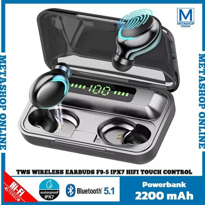Original TWS EarF9-5 Wireless Earphone Headset Bluetooth 5.1 Powerbank F9