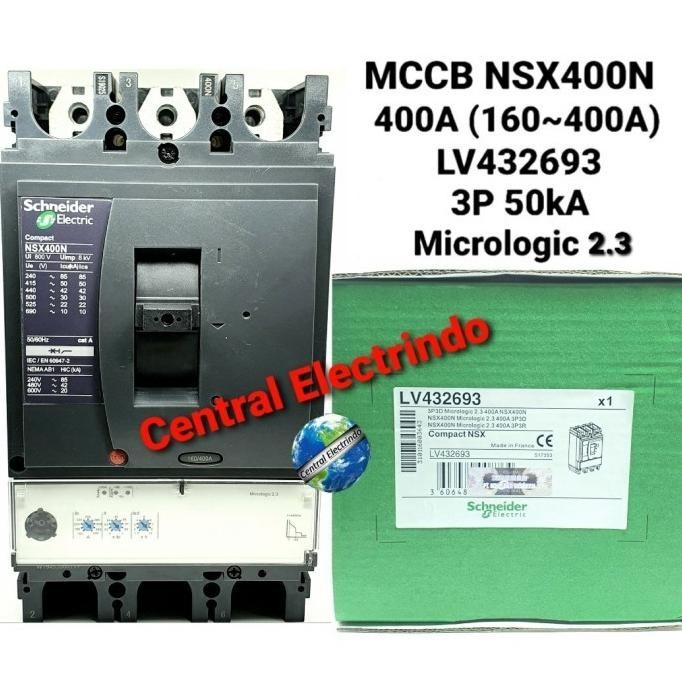 MCCB NSX400N 3P 400A Schneider.