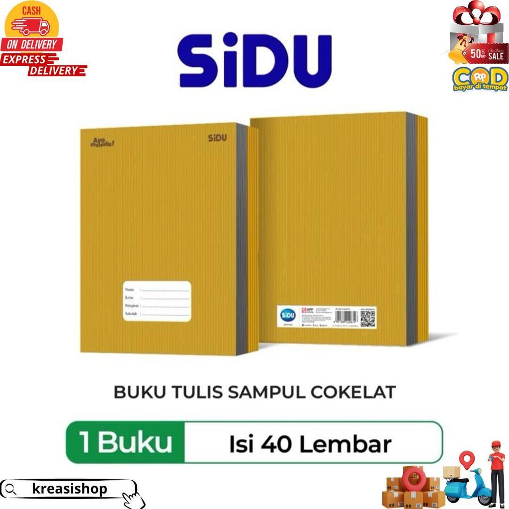 

10 Buku - Sidu Buku Tulis 40 Lembar Kraft Polos Sampul Coklat D Sale
