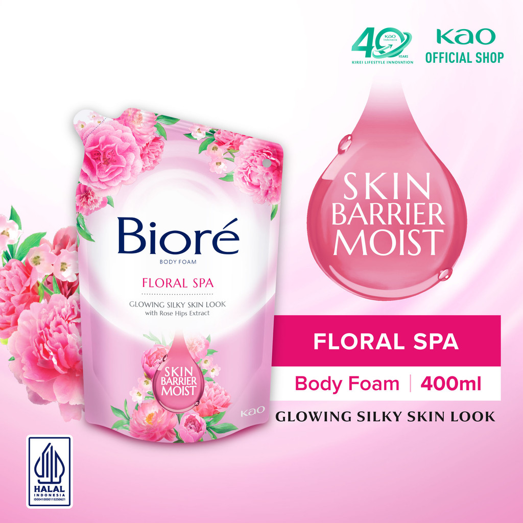 Biore Beauty Sabun Mandi Cair Pelembab Kulit Floral Spa Refill 400 ml - Sabun Cair Body Wash