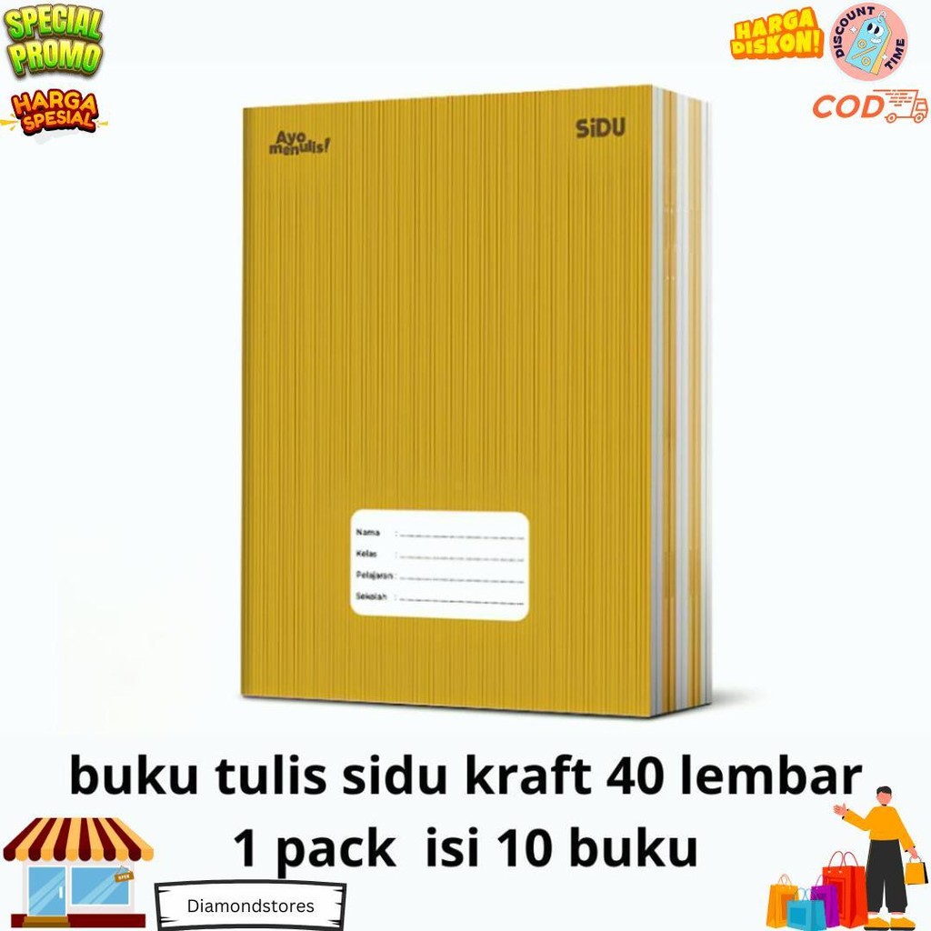 

(1 Pack) Buku Tulis Sinar Dunia / Sidu Kraft 40 Lembar Ukuran Kwarto - Buku Tulis Sidu Sampul Craft Coklat Polos 40 Lembar D Terlaris