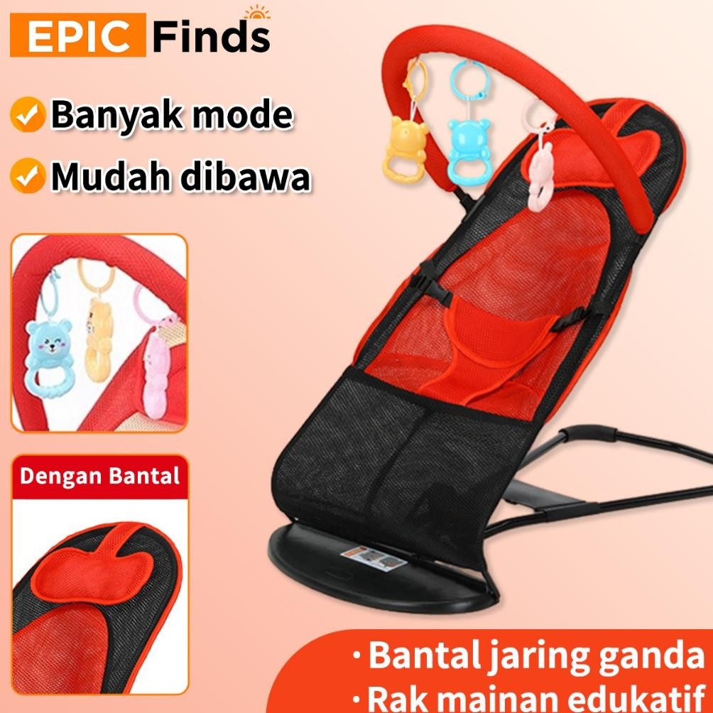 Bouncher Bayi Kursi Ayunan Bayi Lipat Kursi Goyang Manual Bayi Goyang