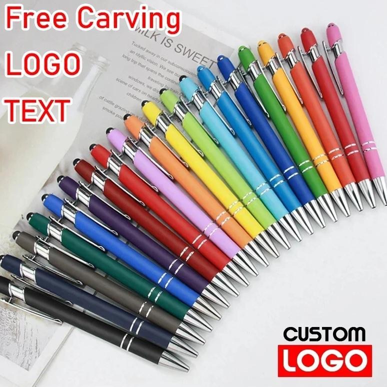 

20-200 Pens Wholesale Metal Ballpoint Pen Touch Screen Pen Office School Advertising Pen Custom Logo Text Laser Engraving