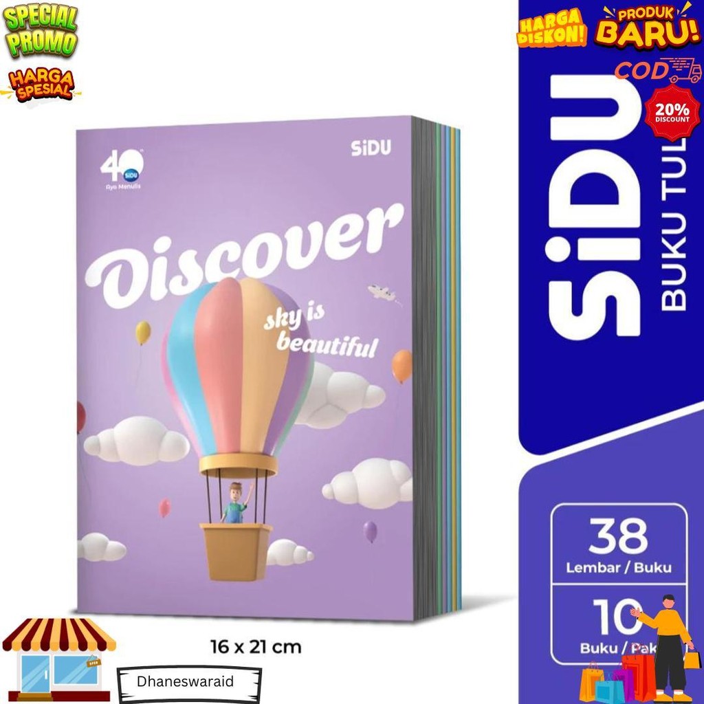 

1 Pak / 10 Buku Tulis Sidu 38 Sinar Dunia 38 Lbr D Termurah