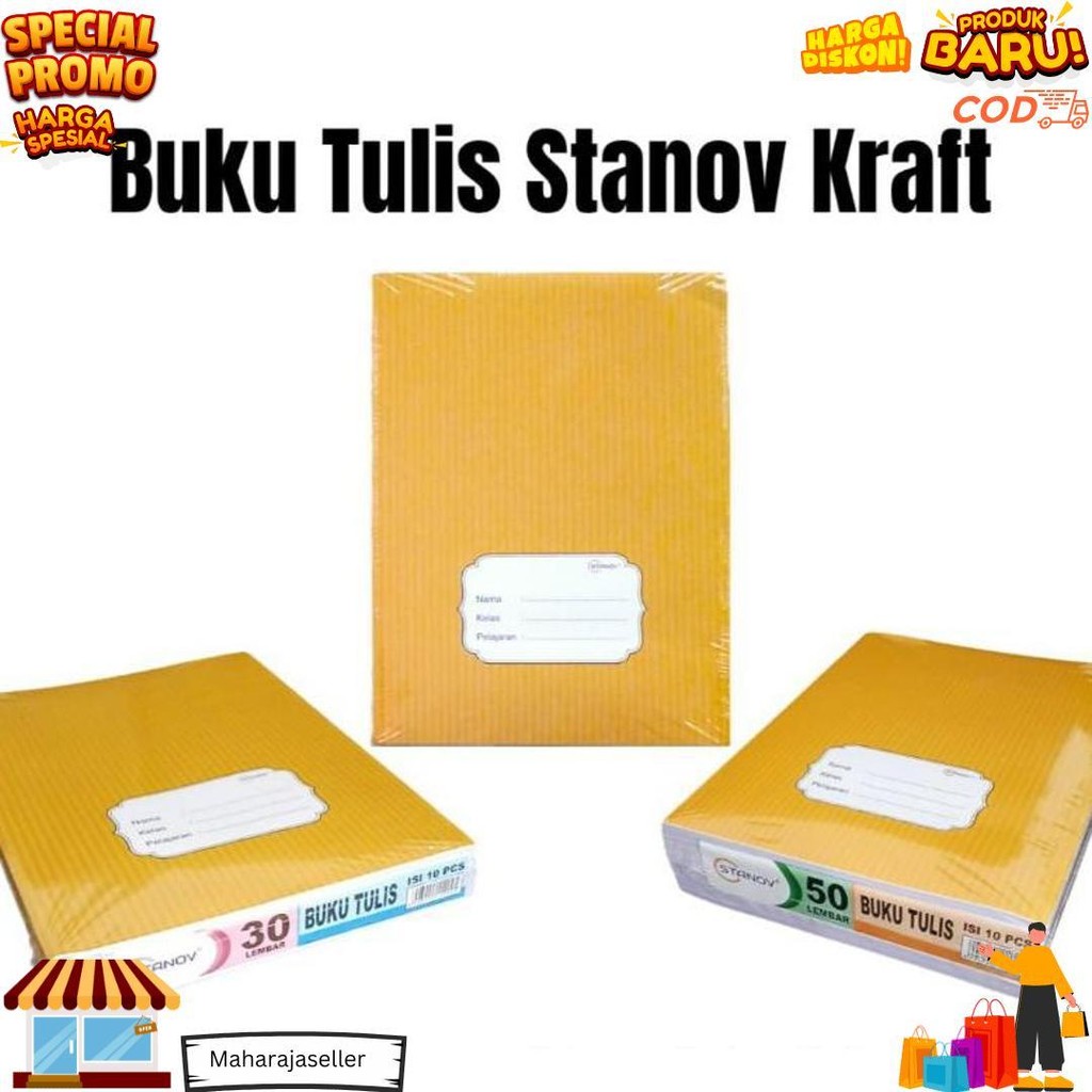 

Buku Tulis Kwarto Stanov 30Lembar Kraft / Coklat (10Pc) D Cod