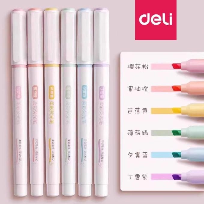 

Baru Penanda Berwarna HighLighter DELI 6 Warna Pastel Color