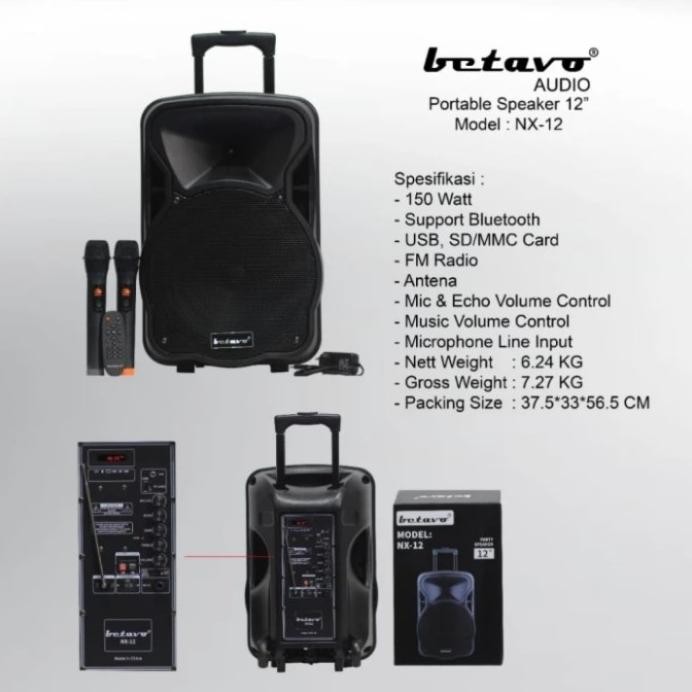 Terlaris Speaker Portable 12 Inch Betavo Nx 12 Original Betavo