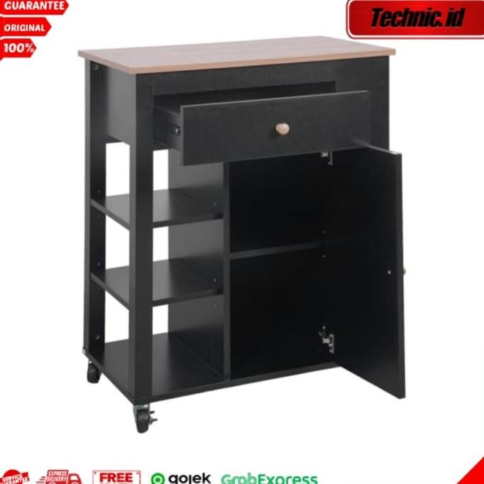 Informa Galvin Rak Troli Dapur Galvin Kitchen Cart Wood Rak Penyimpanan
