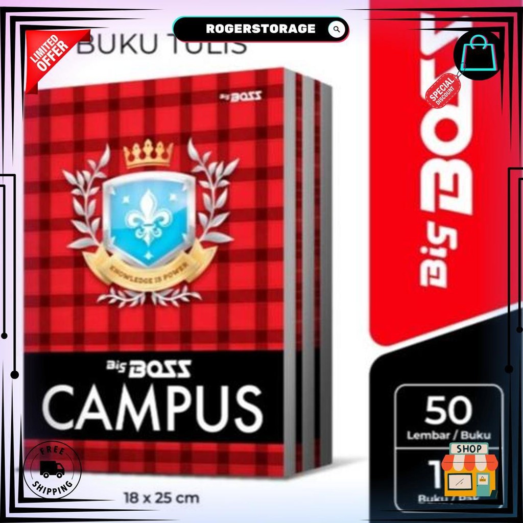 

Buku Tulis Campus 50 Lembar Isi 10 Buku Campus Boxy Panjang / Big Boss D Promo Puncak