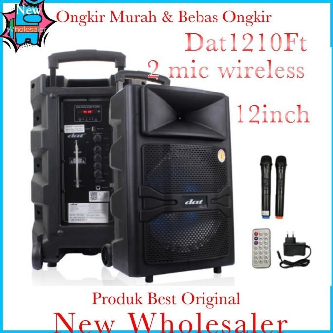 Terlaris Speaker Portable 12 Inch Dat Dt1210Ft Sound Aktif Mic Wireless Dt 1210