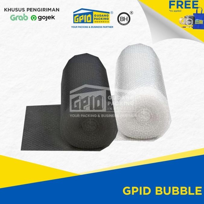

tersedia (gosend/grab) gpid bubble - bubble wrap hitam / putih 125cm x 50m