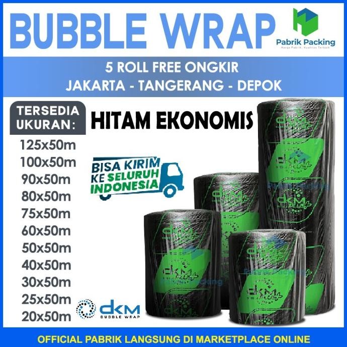

tersedia plastik bubble wrap dkm+ variant hitam ekonomis termurah grosir