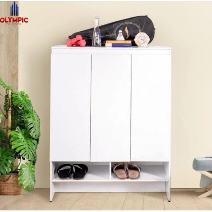 Lemari Rak Sepatu tertutup putih minimalis kapasitas besar BANDUNG