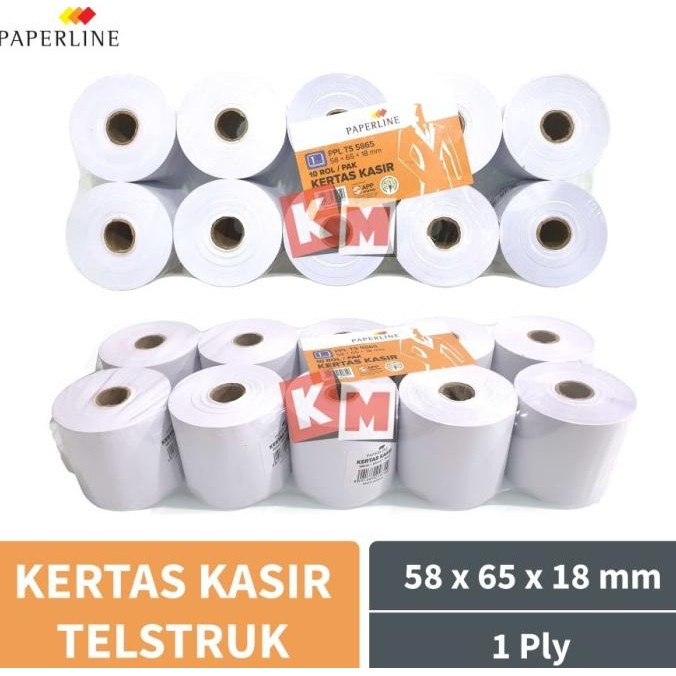 

Kertas Struk Kasir Telstruk Paperline 58 x 65 mm 1 Ply HVS Roll 58x65 murah