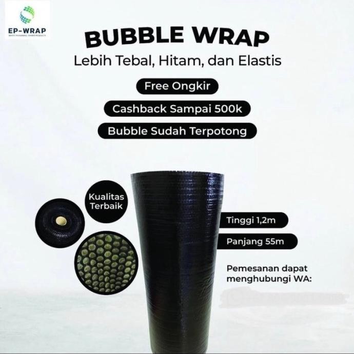 

tersedia bubble wrap roll ep-wrap hitam 125cm x 50m berat 2.7kg tebal murah