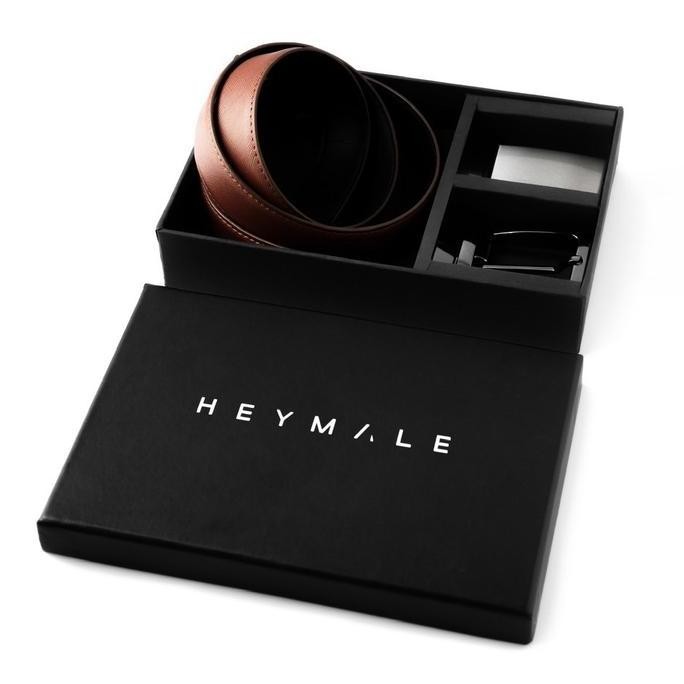 HEYMALE REVERSIBLE BELT BUNDLING PACKAGE IKAT GANG PRIA BLACK - BROWN