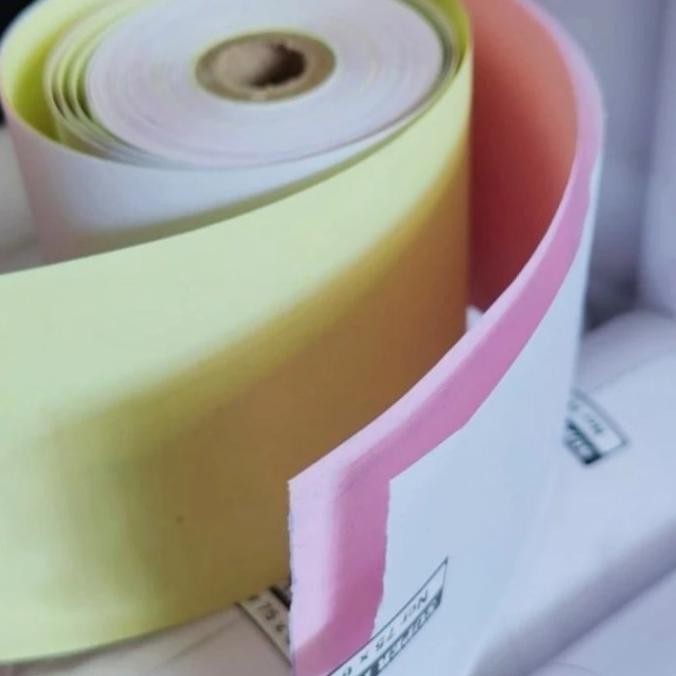 

100pcs kertas kasir ncr 3ply 75x60mm struk rangkap 3 warna putih merah kuning murah