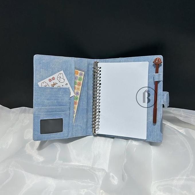 

Bindermu READY Binder Premium Denim Jeans Kulit 26ring B5 20ring A5 6ring A6 Binder keuangan planner budget shinking fund murah