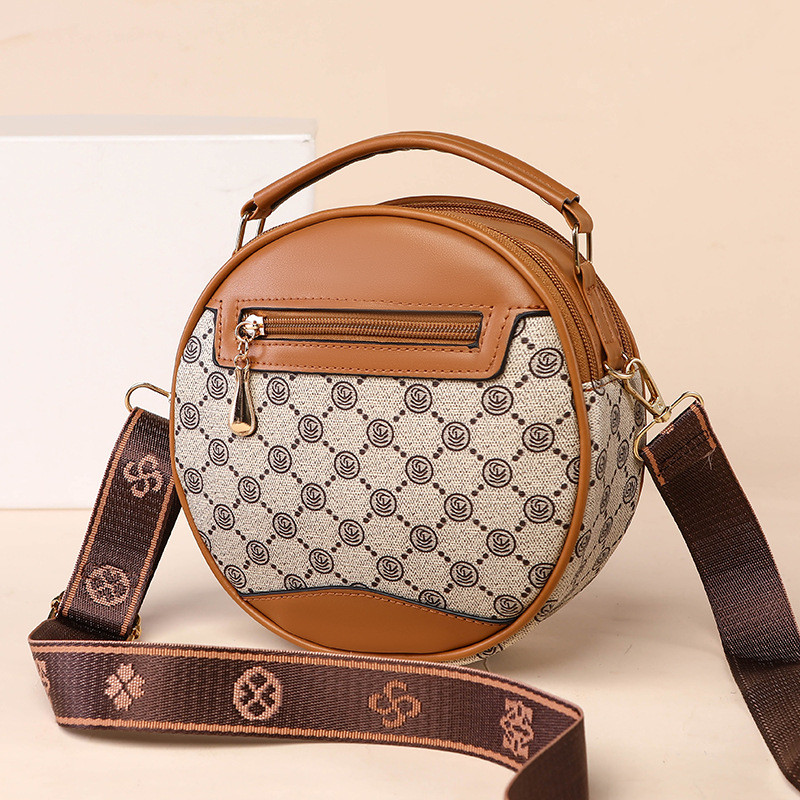 Tas Ember Vintage Berkualitas Tinggi dengan Motif Bunga, Tas Bulat Kecil