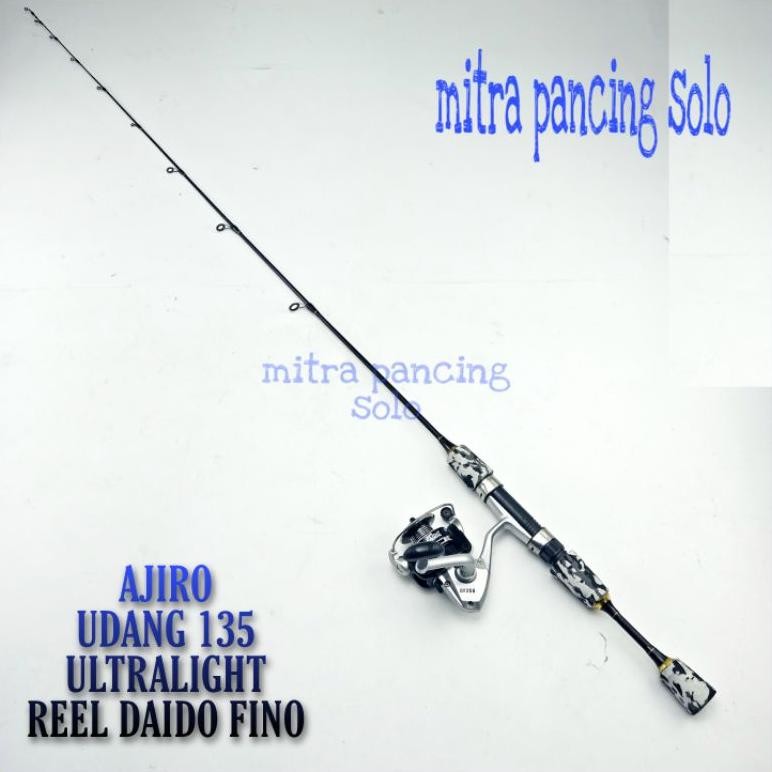 Satu set Joran pancing udang murah AJIRO FISHING super lentur Fiber Solid Ultralight kuat dan murah