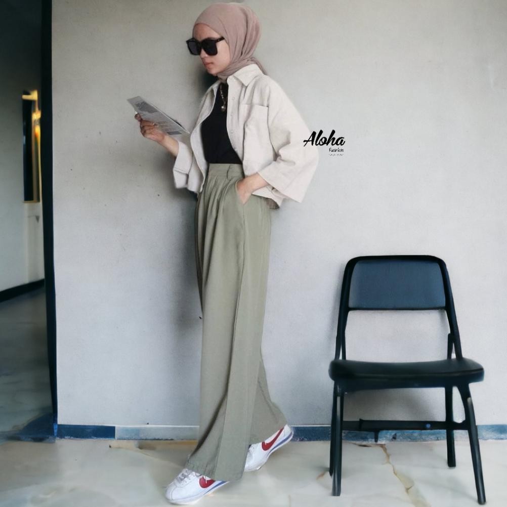 Loose Pants 702 Big Size Warna - Trouser Wanita Celana Kulot Anti Kusut - Korean Pants Big Size