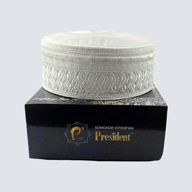 Peci Haji Putih Peci Putih President Songkok Haji Motif Al Ridwan