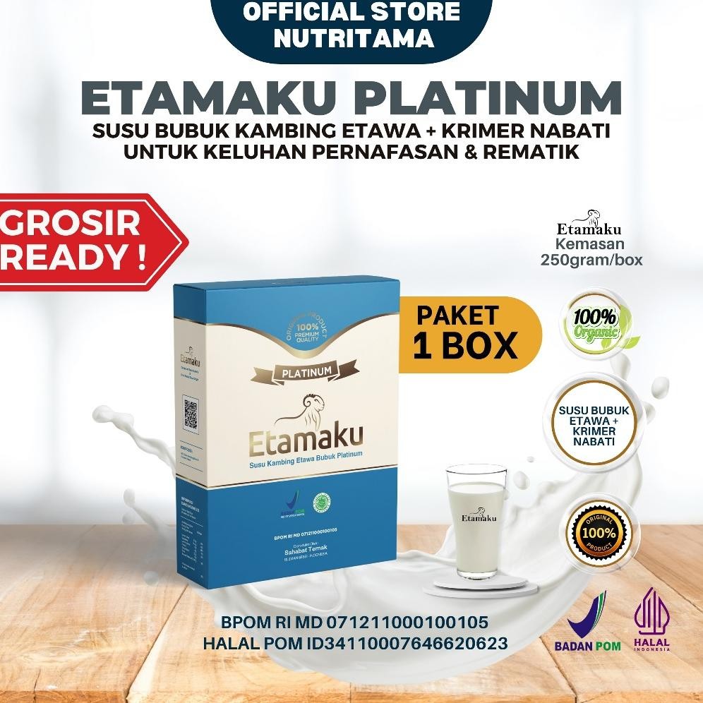 

Susu Kambing ETAMAKU Platinum - Susu Kambing Etawa Untuk Pernafasan - Susu Bubuk Etawa Platinum - Susu Etawa Premium Untuk Kesehatan Tulang dan Asam Urat