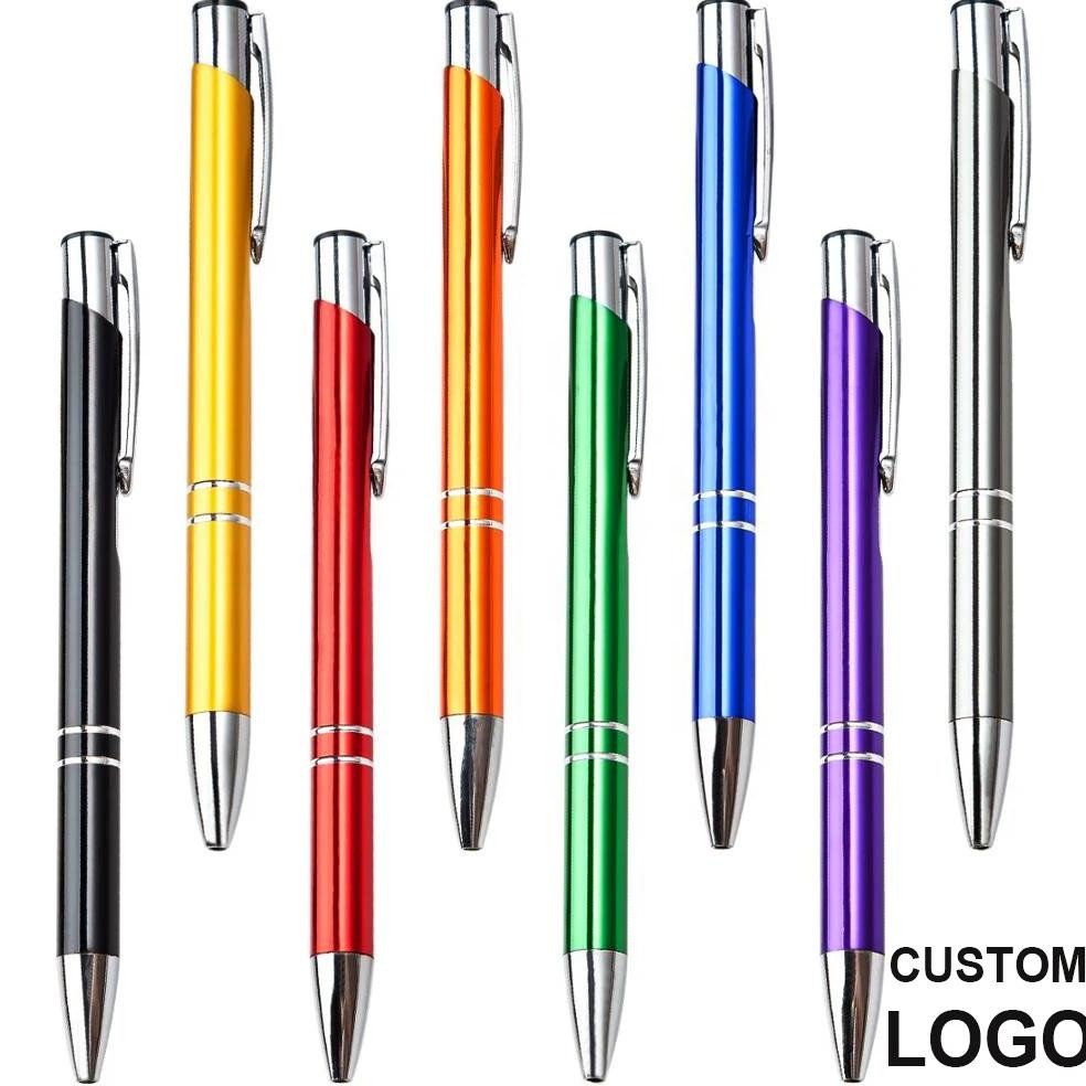 

20Pcs/Lot Hot Sell Custom Ballopint Pen Metal Ball Pen Support Print Logo Advertising Wholesale Personalized Metal Pen