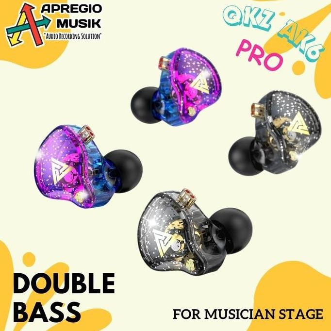 baru qkz ak6 pro original iem detachable cable earphone double bass