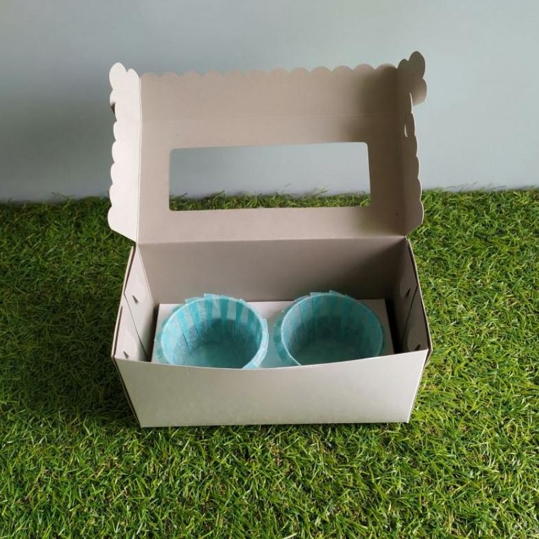 

Oy58 @10Pcs Dus Cupcake Lubang 2 / Box Kemasan Kue Cupcake Muffin Lubang 2 Premium