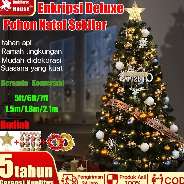 READY STOK Model Tahun Baru 2025120/150/180/210cm pohon Natal Tree Besar Pohon Green pohon natal bar