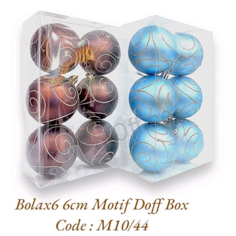 Fs-6 Hiasan Natal Bola 6Cm Isi 6 Motif Doff M10/44 - Hiasan Natal - Hiasan Bola Natal - Hiasan Natal