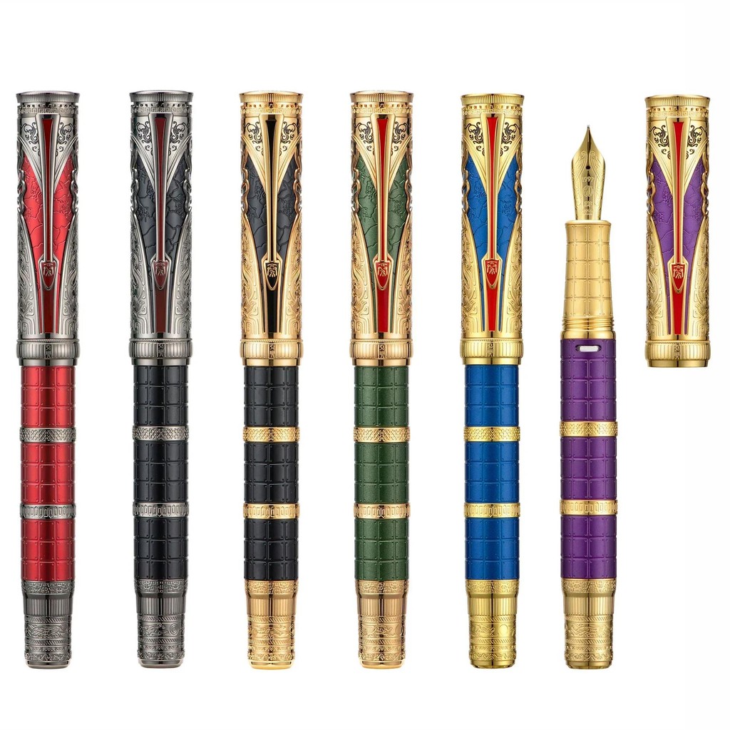 

Retro Hongdian D5 Piston Fountain Pen Qin Dynasty With Wrench Ef/F Nib Exquisite Writing Engraved Pen Chinese Style