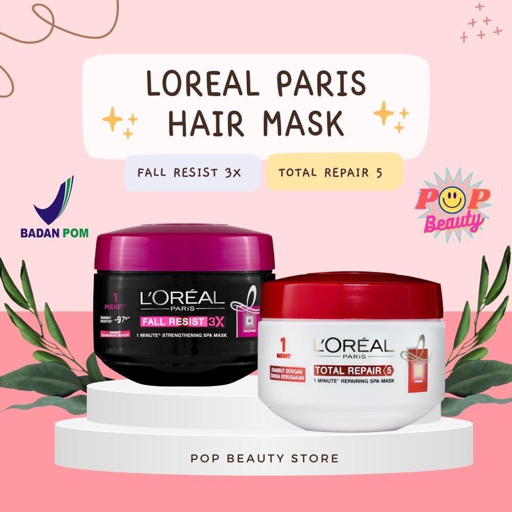 TERLARIS Loreal Paris Total Repair & Fall Resist Hair Mask / Masker Rambut Loreal Masker Rambut Rusa