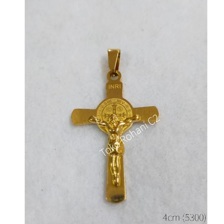 Fx-23 Dwl-49 Liontin Salib Benediktus Gold S42A 4Cm (5300) - Liontin Salib Premium