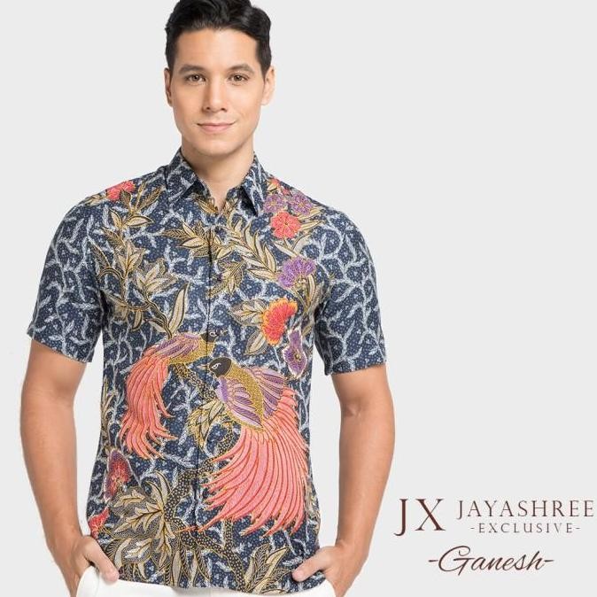 JAYASHREE - EXCLUSIVE SLIMFIT GANESH KEMEJA BATIK PRIA LENGAN PENDEK - BAJU KERAH MOTIF BATIK WARNA 