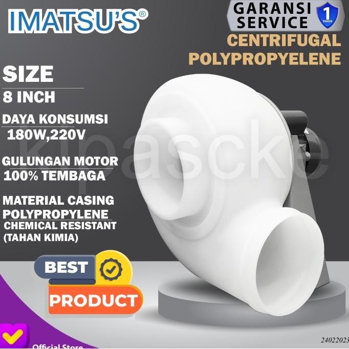 ready Centrifugal Fan PP Plastik 8" Blower Keong Blower Lemari Asam