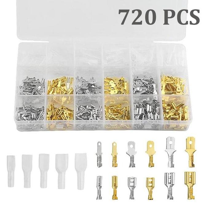 Tersedia Skun Gepeng Male Female Cewek Cowok Terminal Konektor Kabel Tembaga Set 720 Pcs Dengan Kota