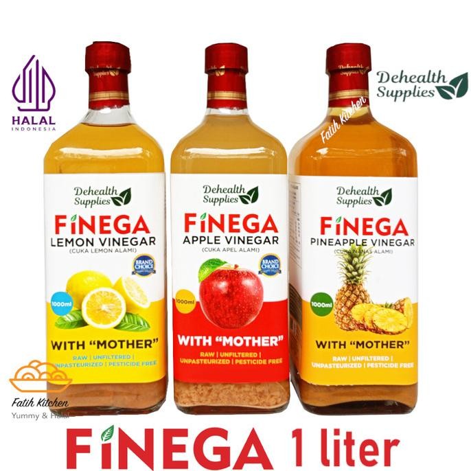 

STOK TERBATAS FINEGA 1 LITER VINEGA CUKA APEL / NANAS / LEMON DARI DEHEALTH SUPPLIES
