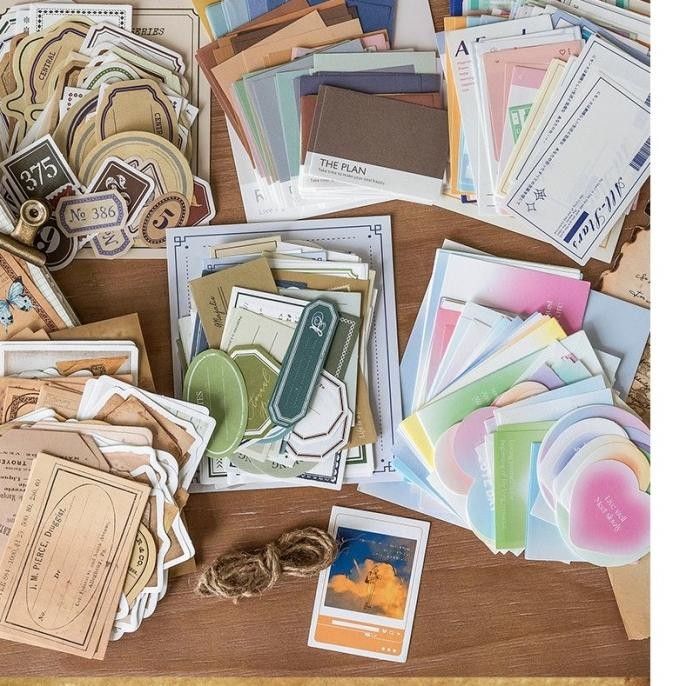 

ready 100 Lembar Sticker/ Pack Decoration Aesthetic Journal Scrapbook Stiker murah
